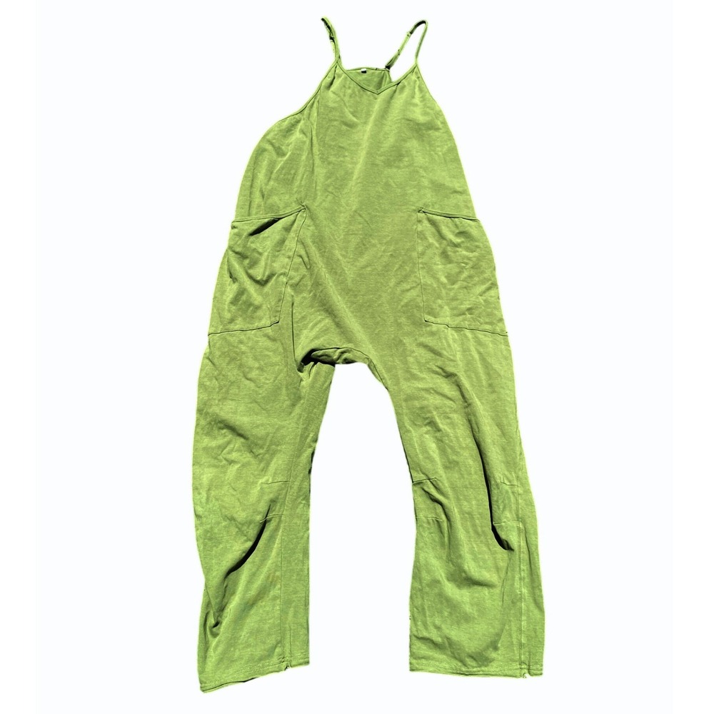 Cotton Harem Green Jumpsuit Medium Goblincore Lounge Boho Festival Hippy Granola - Picture 2 of 6